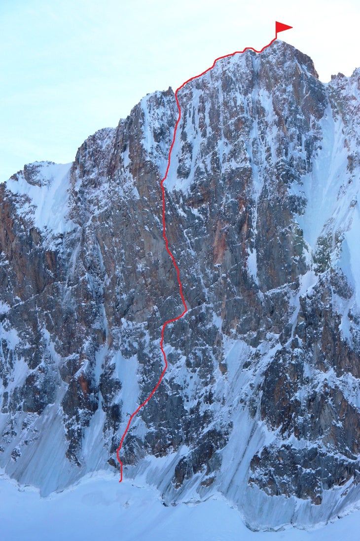 Nikolay Totmyanin's impressive line of ascent on Free Korea peak.